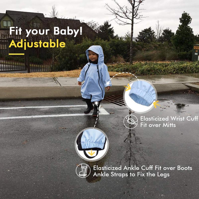 HAPIU Kids Toddler Rain Suit Muddy Buddy Waterproof Coverall,Blue,2T,Original - Image 3